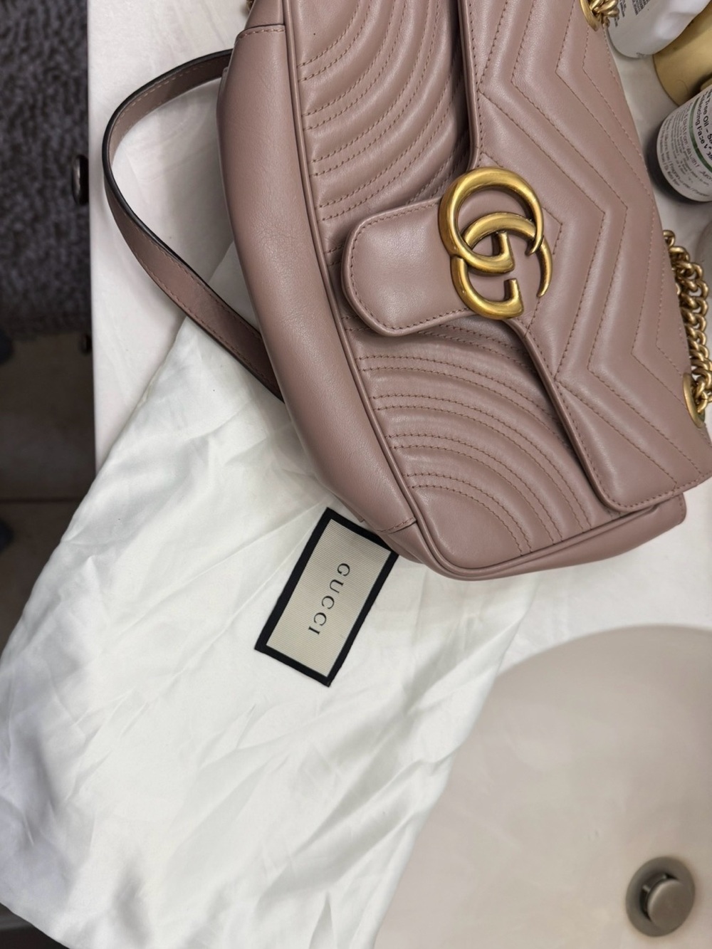 Gucci GG Marmont Matelesse Shoulder Bag Dusty Pink Leather - Picture 4 of 7